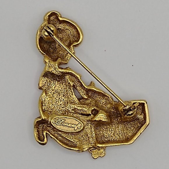 Little Girl with Kitten Brooch/Pin Vintage Signed Danecraft - Picture 4 of 6